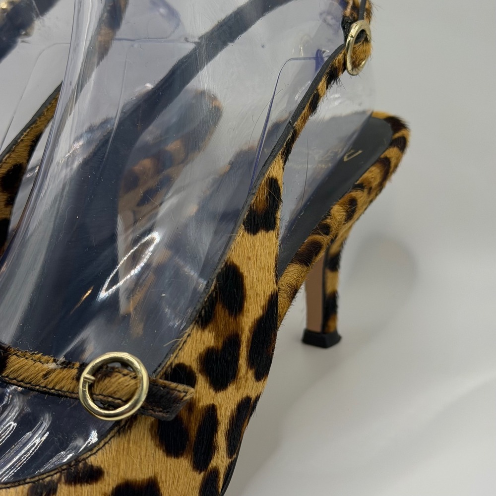 J.Crew Leopard Calf Hair Slingback Pumps Pointed Toe Kitten Heels 7.5 - Picture 5 of 11